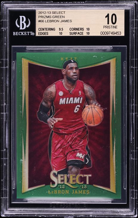 2012 Select Green Prizm LeBron James /10 #66 BGS 10 PRISTINE