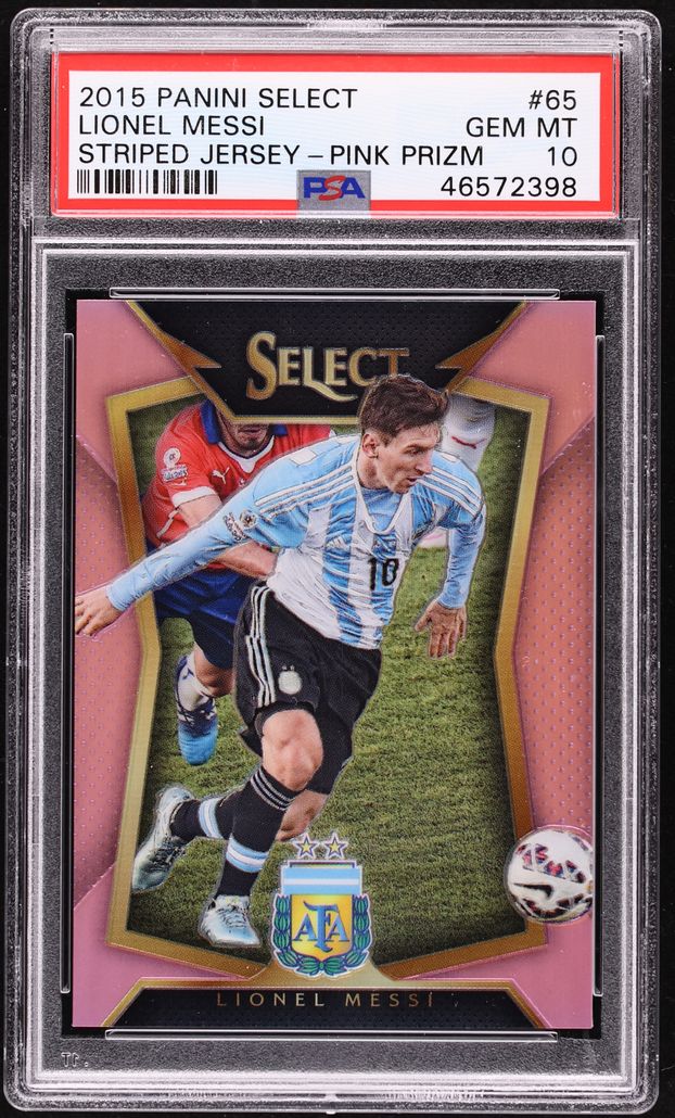 2015 Select Striped Jersey Pink Prizm Lionel Messi /20 #65 PSA 10 GEM MINT - Photo 1