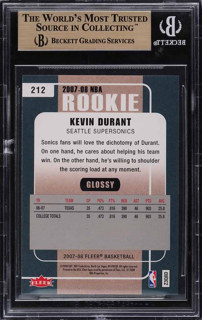 2007 Fleer Glossy Kevin Durant ROOKIE #212 BGS 9.5 GEM MINT