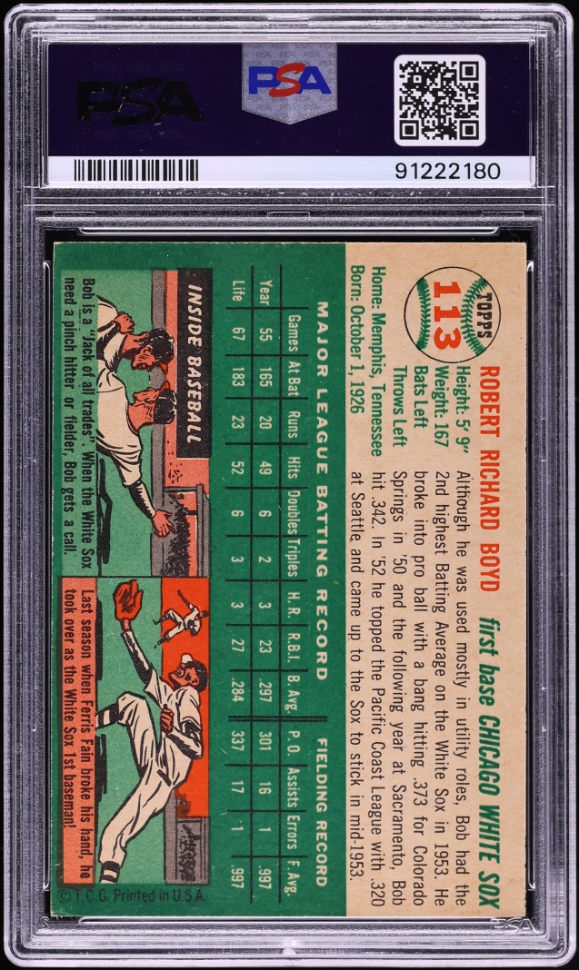 1954 Topps Bob Boyd #113 PSA 5.5 EX+