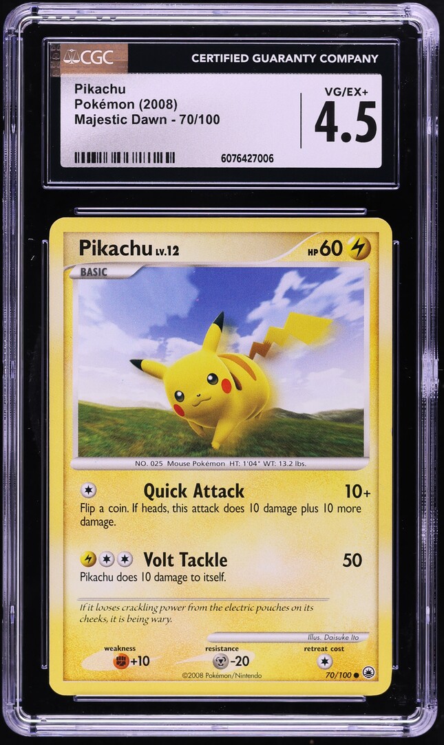 2008 Pokemon Diamond & Pearl Majestic Dawn Pikachu #70 CGC 4.5 VGEX+