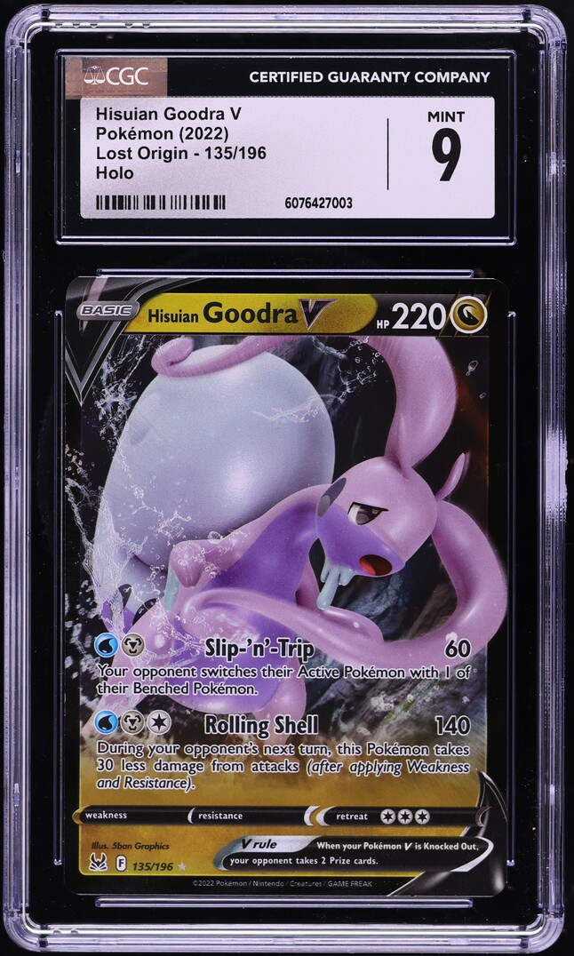 2022 Pokemon Sword & Shield Lost Origin Hisuian Goodra V #135 CGC 9 MINT