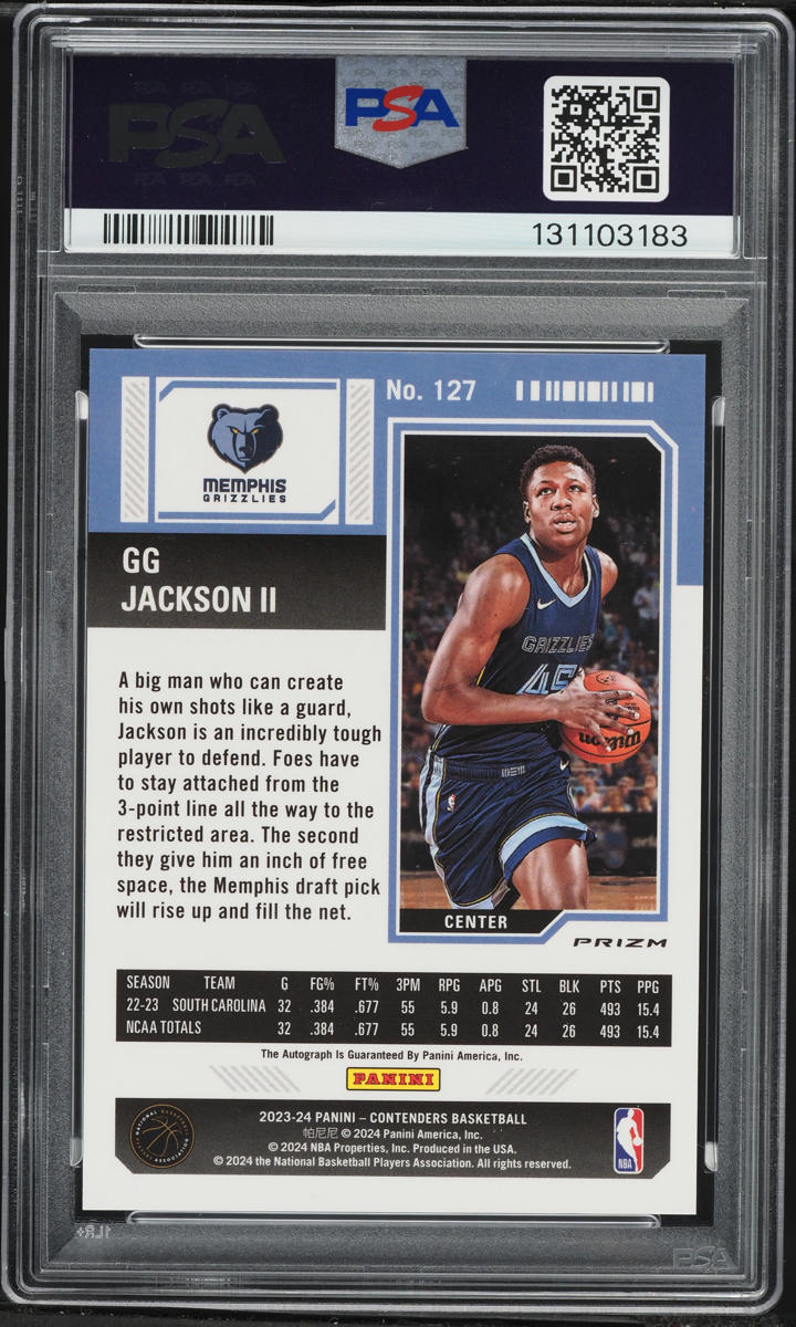 2023 Panini Contenders Premium Edition GG Jackson II ROOKIE AUTO #127 PSA 9 MINT