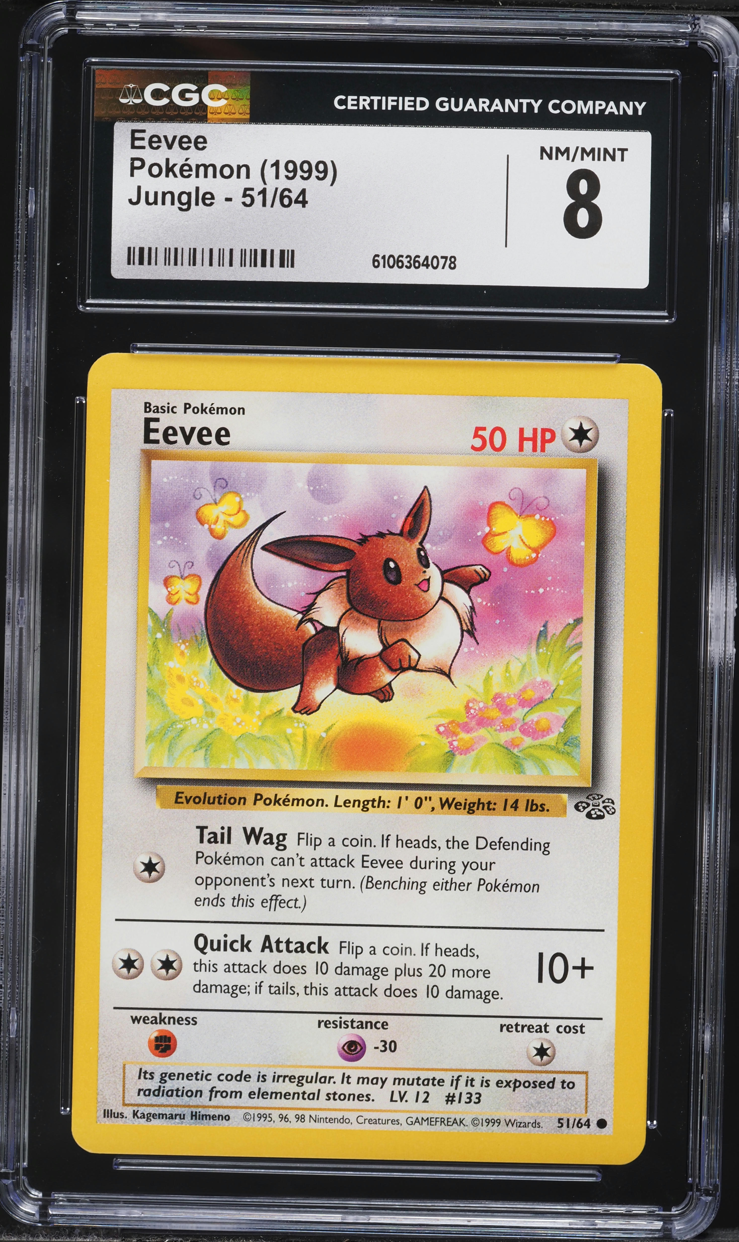 1999 Pokemon Jungle Eevee #51 CGC 8 NM-MT