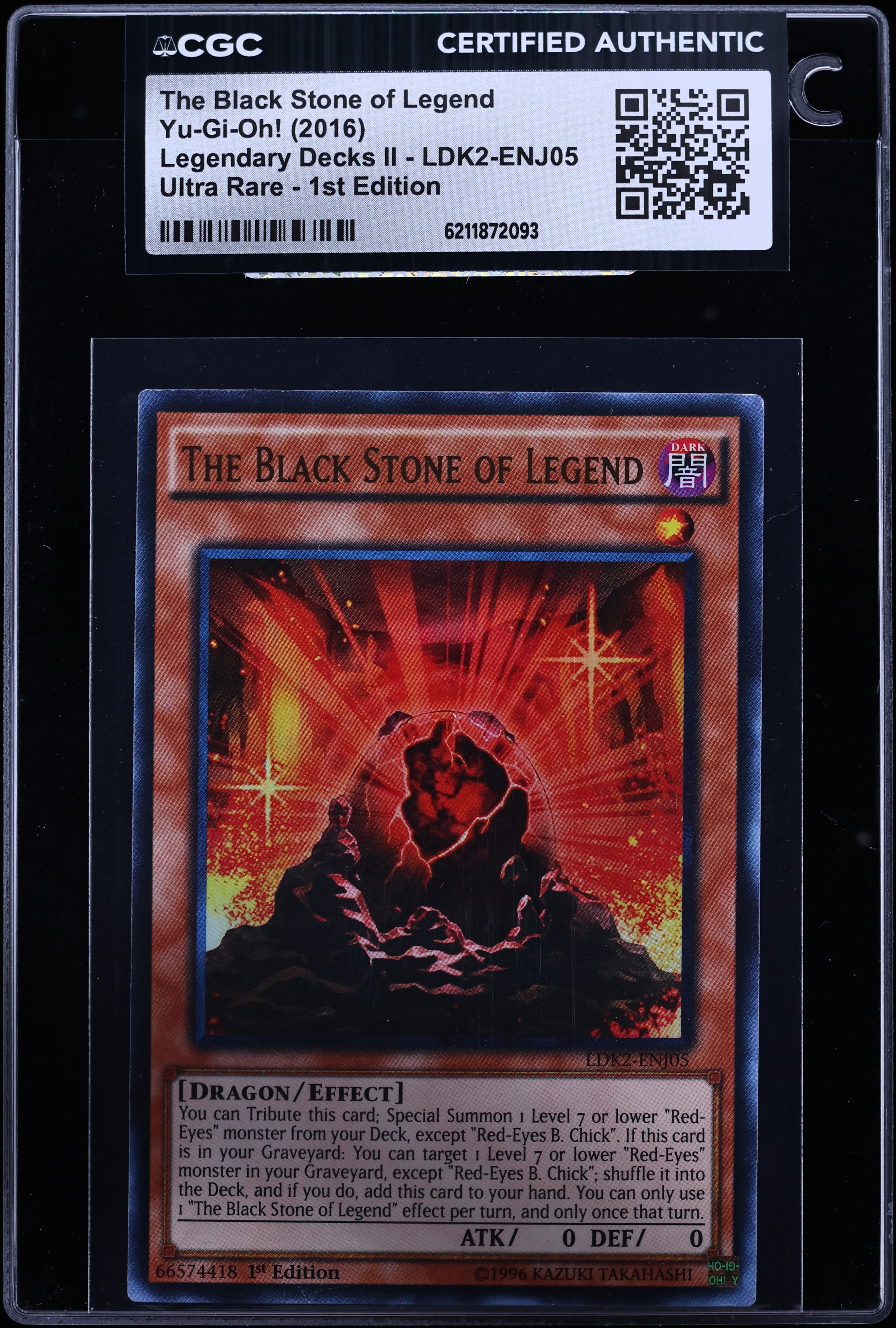 2016 Yu-Gi-Oh! LDK2 1st Edition Ultra Rare The Black Stone Of Legend #LDK2-ENJ05 CGC AUTH