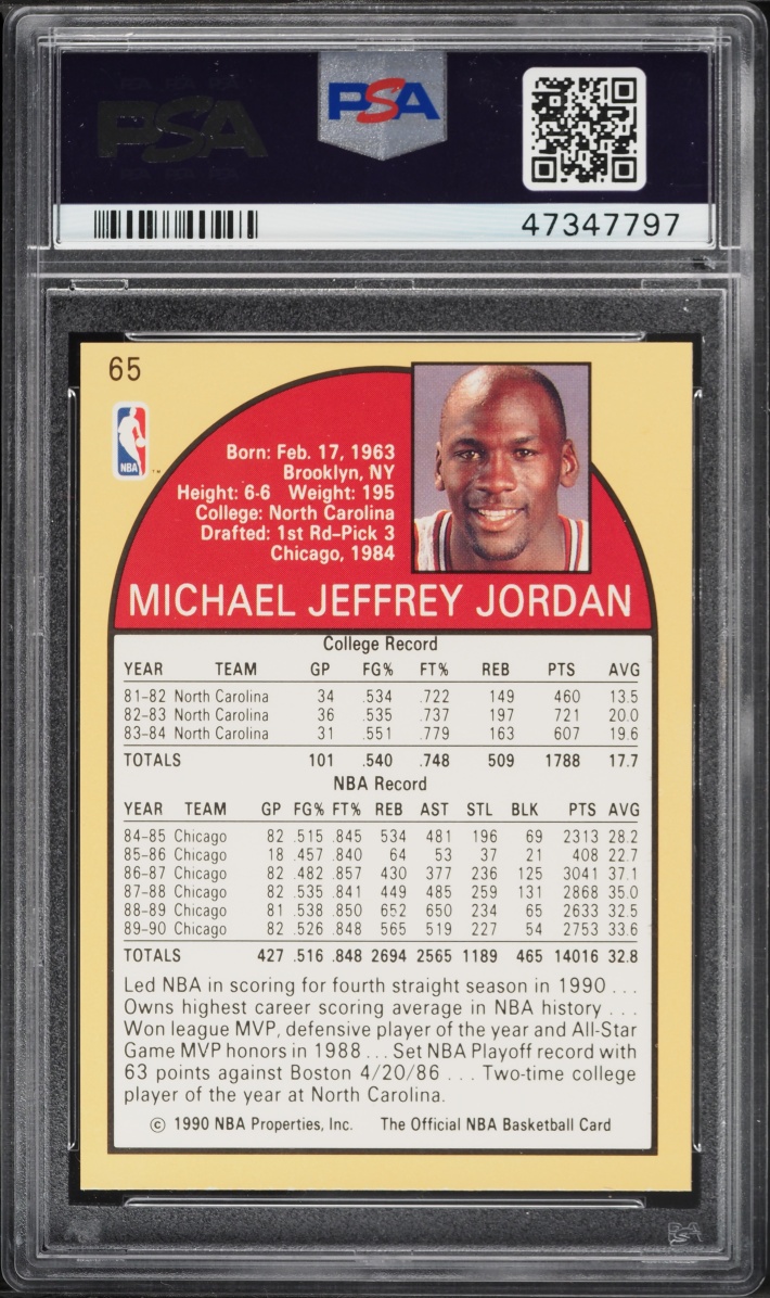 1990 Hoops Michael Jordan #65 PSA 8 NM-MT