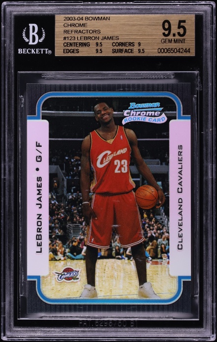 2003 Bowman Chrome Refractor LeBron James ROOKIE /300 #123 BGS 9.5 GEM MINT