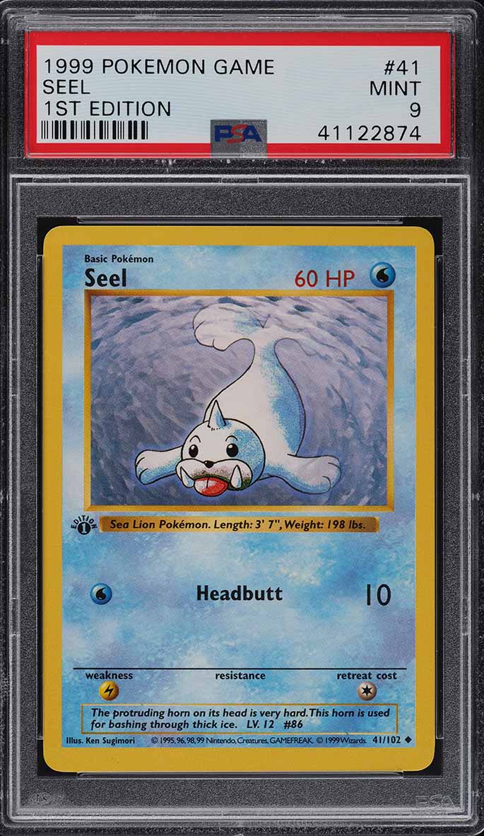 1999 Pokemon Base Set Shadowless 1st Edition Seel #41 PSA 9 MINT