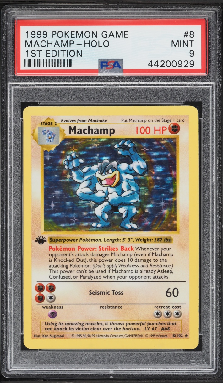 1999 Pokemon Base Set 1st Edition Holo Machamp #8 PSA 9 MINT