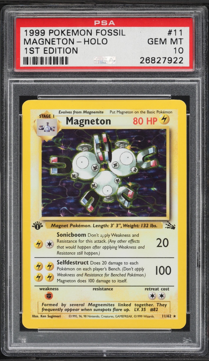 1999 Pokemon Fossil 1st Edition Holo Magneton #11 PSA 10 GEM MINT
