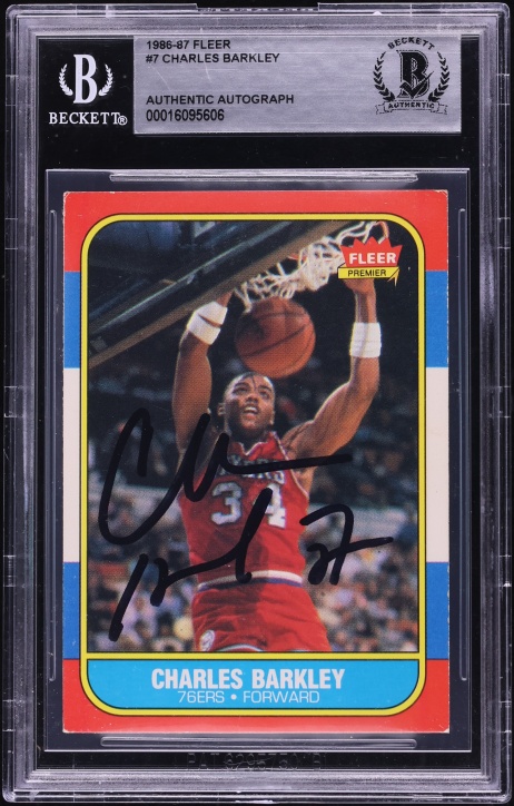 1986 Fleer Basketball Charles Barkley ROOKIE AUTO #7 BAS BGS AUTH