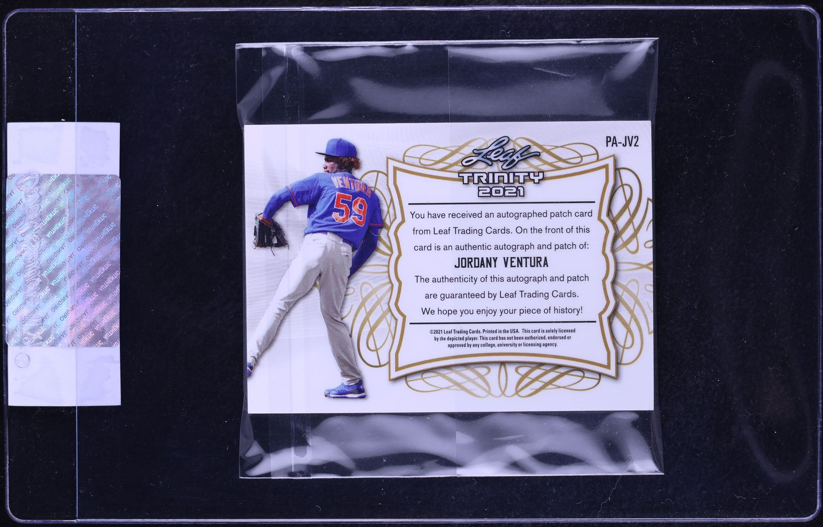 2021 Leaf Trinity Bronze Jordany Ventura ROOKIE PATCH AUTO #PA-JV2 CGC AUTH