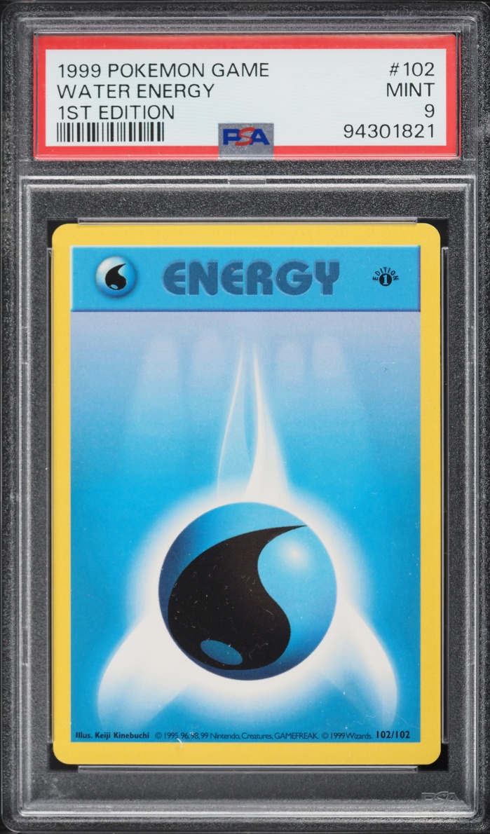 1999 Pokemon Base Set Shadowless 1st Edition Water Energy #102 PSA 9 MINT