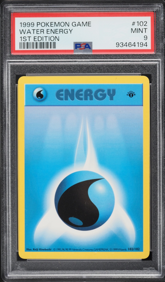 1999 Pokemon Base Set Shadowless 1st Edition Water Energy #102 PSA 9 MINT