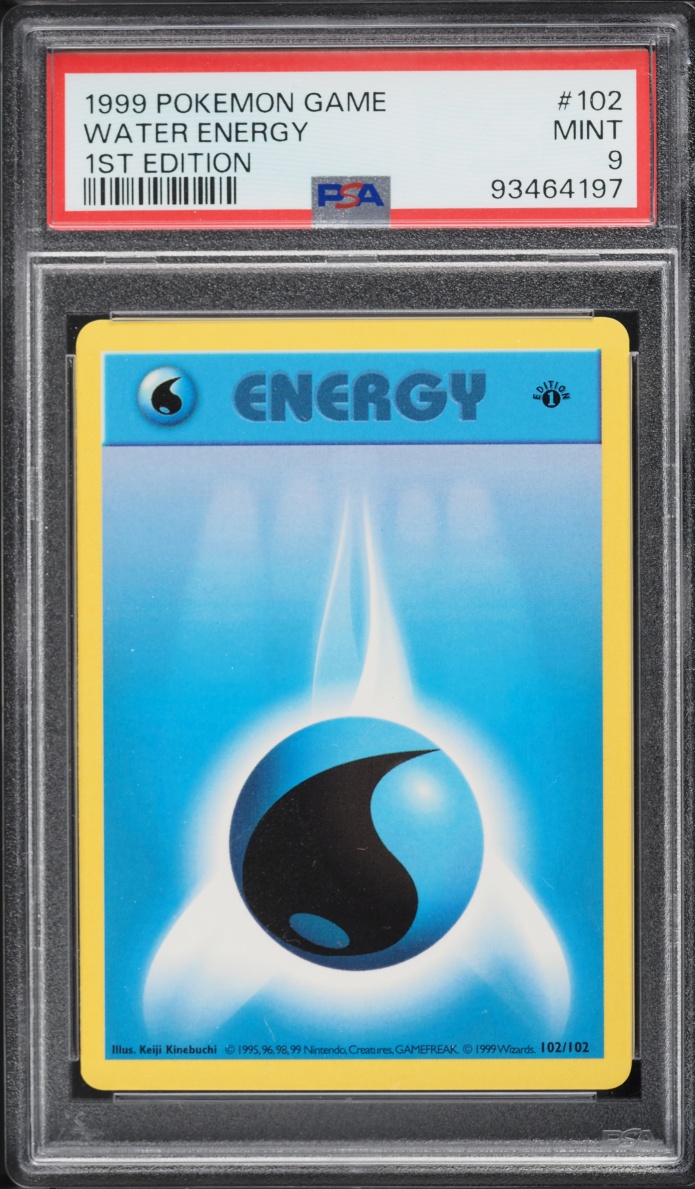1999 Pokemon Base Set Shadowless 1st Edition Water Energy #102 PSA 9 MINT