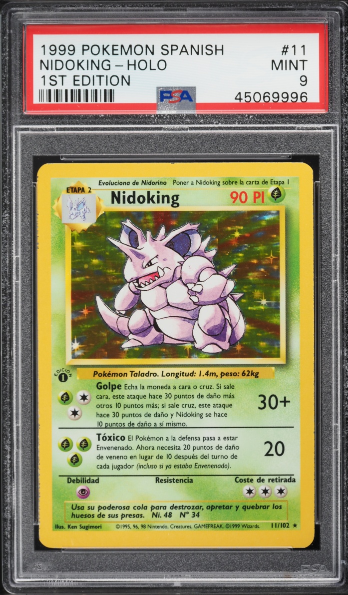 1999 Pokemon Spanish Base Set 1st Edition Holo Nidoking #11 PSA 9 MINT