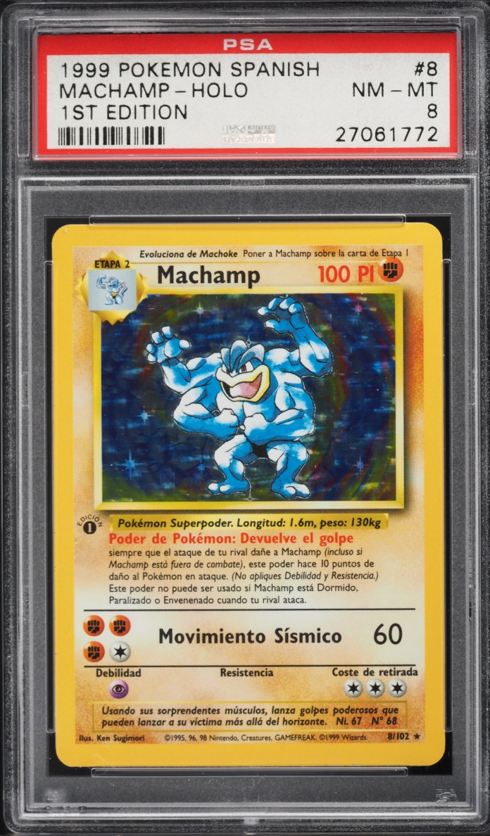1999 Pokemon Spanish Base Set 1st Edition Holo Machamp #8 PSA 8 NM-MT