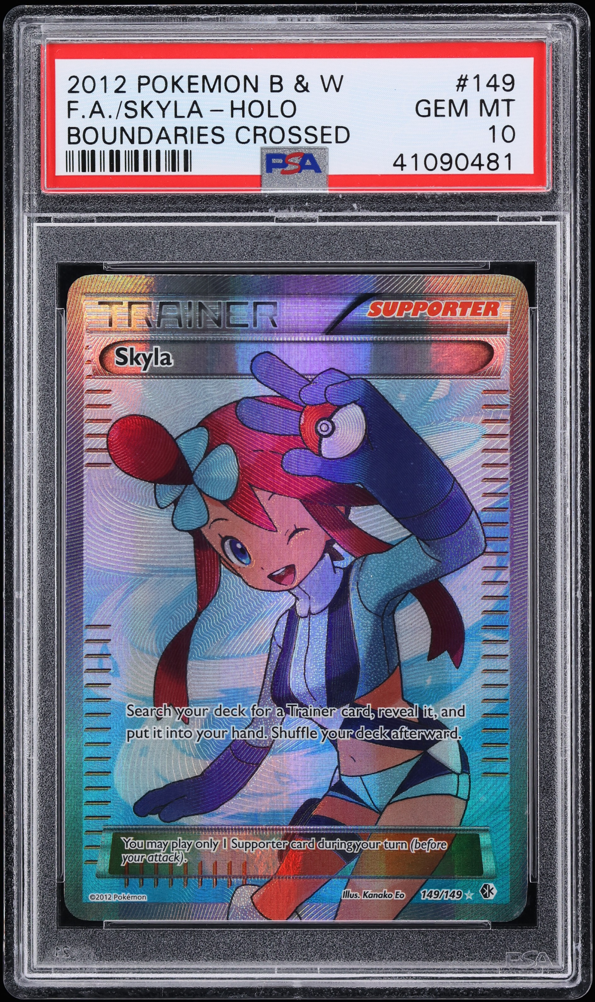 2012 Pokemon Black & White Boundaries Crossed Full Art Skyla #149 PSA 10 GEM MINT