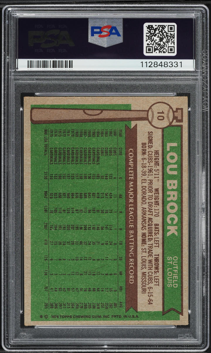 1976 Topps Lou Brock ALL-STAR #10 PSA 4 VGEX