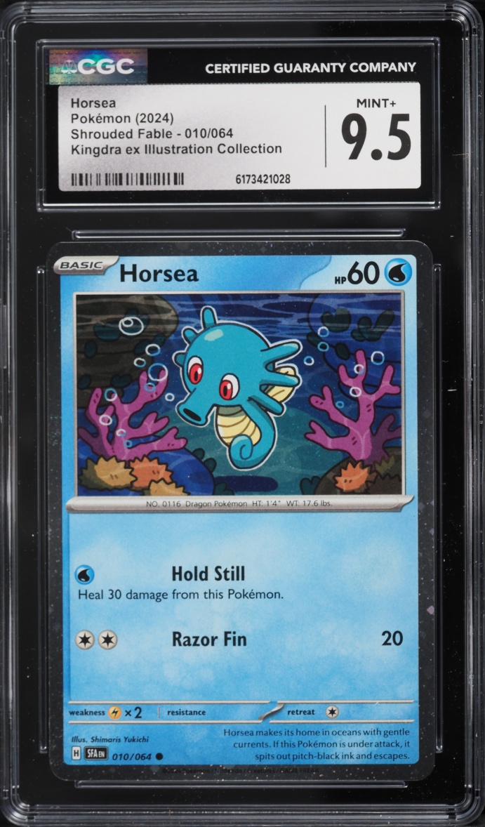 2024 Pokemon SV Shrouded Fable Illustration Collection Holo Horsea #10 CGC 9.5 MINT+