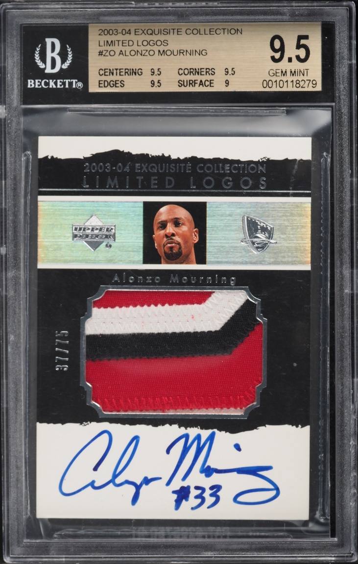 2003 Exquisite Collection Limited Logos Alonzo Mourning PATCH AUTO /75 #LL-ZO BGS 9.5 GEM MINT
