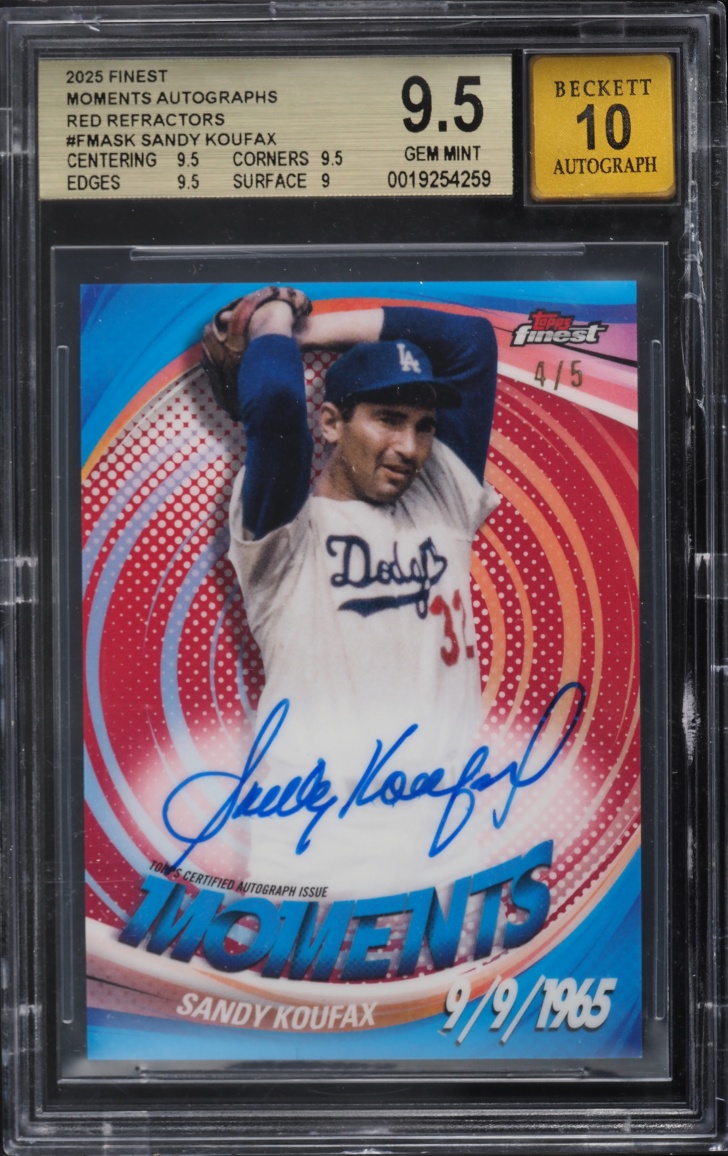 2025 Finest Moments Red Refractor Sandy Koufax AUTO /5 #FMA-SK BGS 9.5 GEM MINT