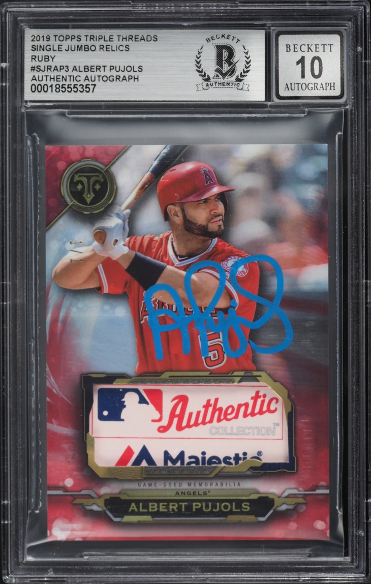 2019 Topps Triple Threads Single Jumbo Relics Ruby Albert Pujols PATCH AUTO 1/1 BGS AUTH