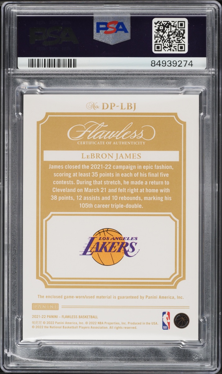 2021 Panini Flawless Dual Ruby LeBron James PATCH /15 #DP-LBJ PSA AUTH