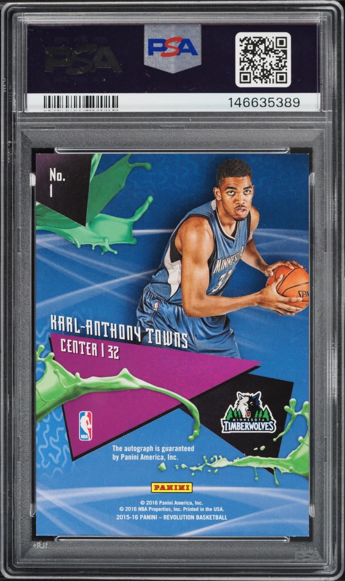 2015 Panini Revolution Karl-Anthony Towns ROOKIE AUTO #1 PSA 9 MINT