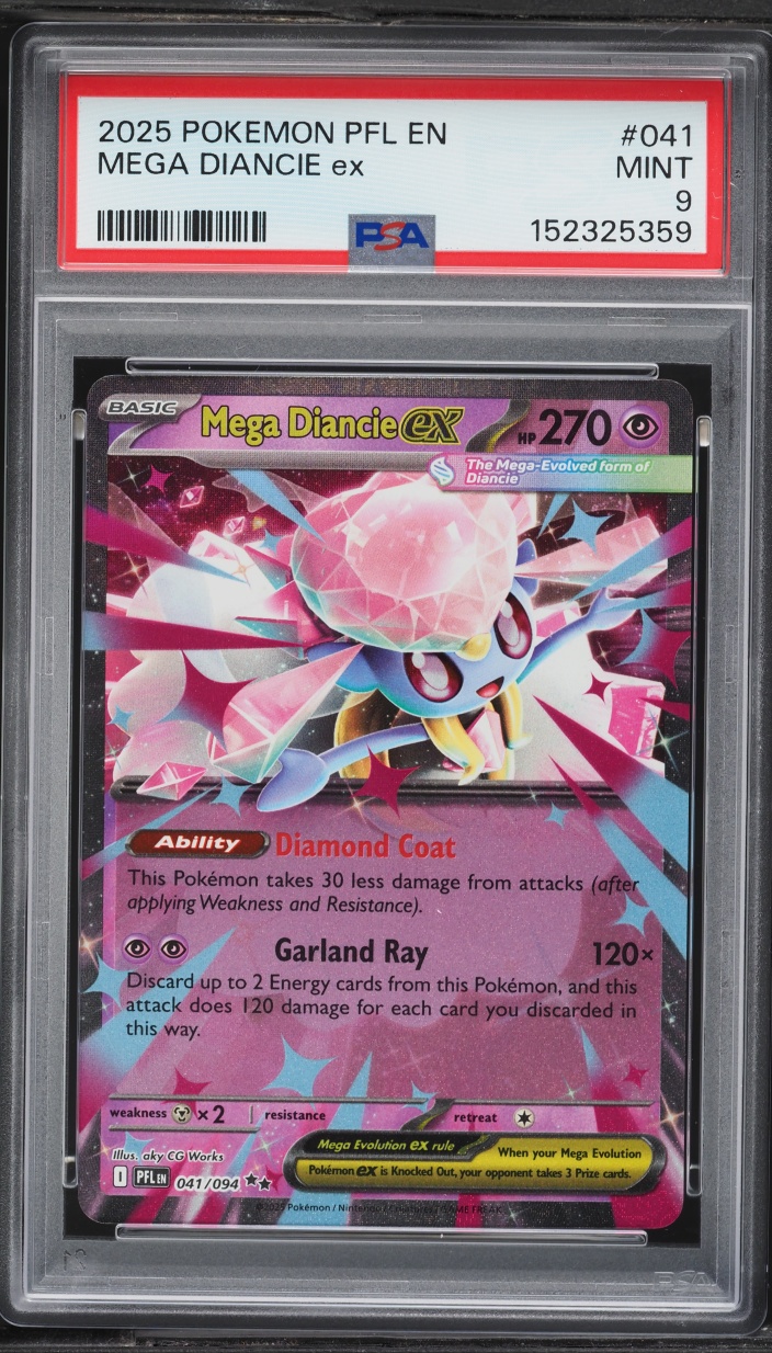 2025 Pokemon Phantasmal Flames Holo Mega Diancie Ex #041 PSA 9 MINT