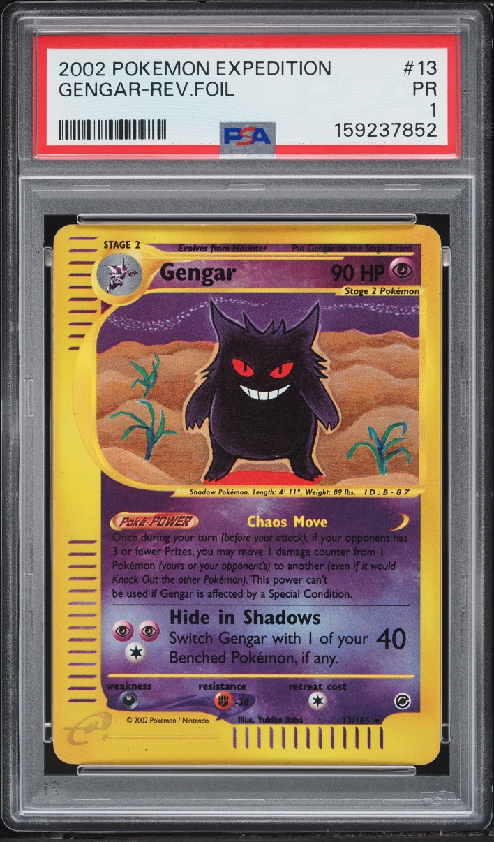 2002 Pokemon Expedition Reverse Holo Gengar #13 PSA 1 PR