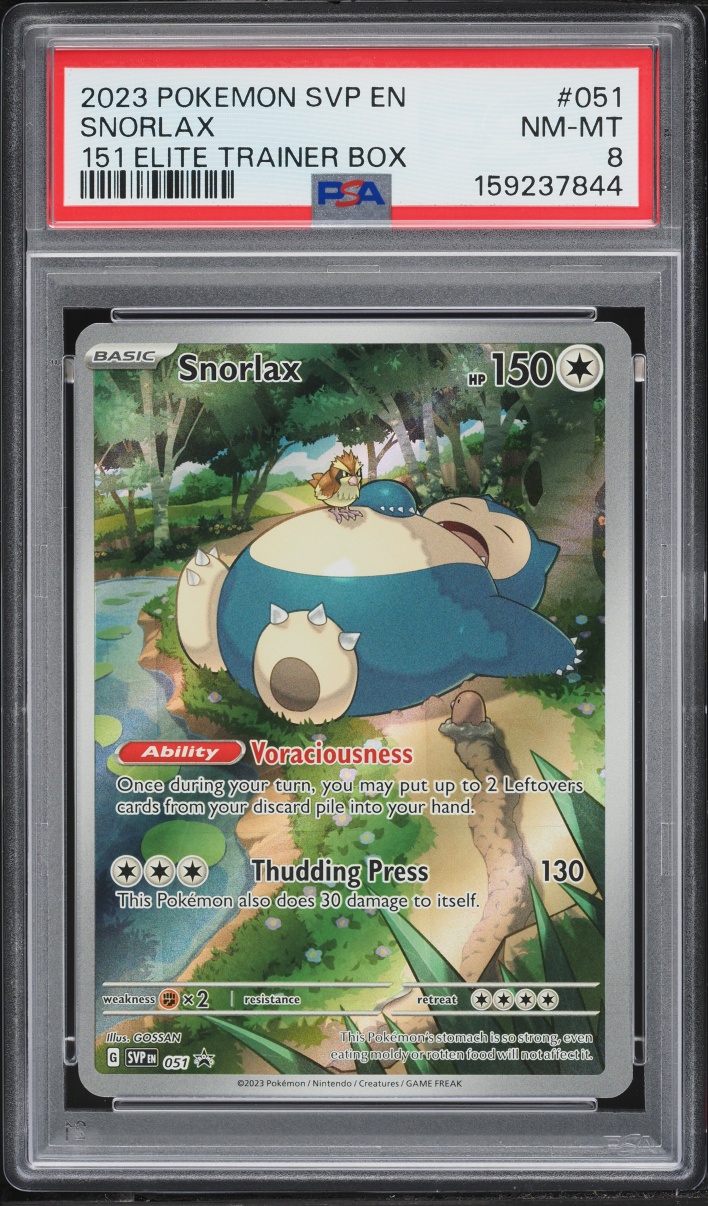 2023 Pokemon Scarlet & Violet Promo 151 ETB Full Art Snorlax #51 PSA 8 NM-MT