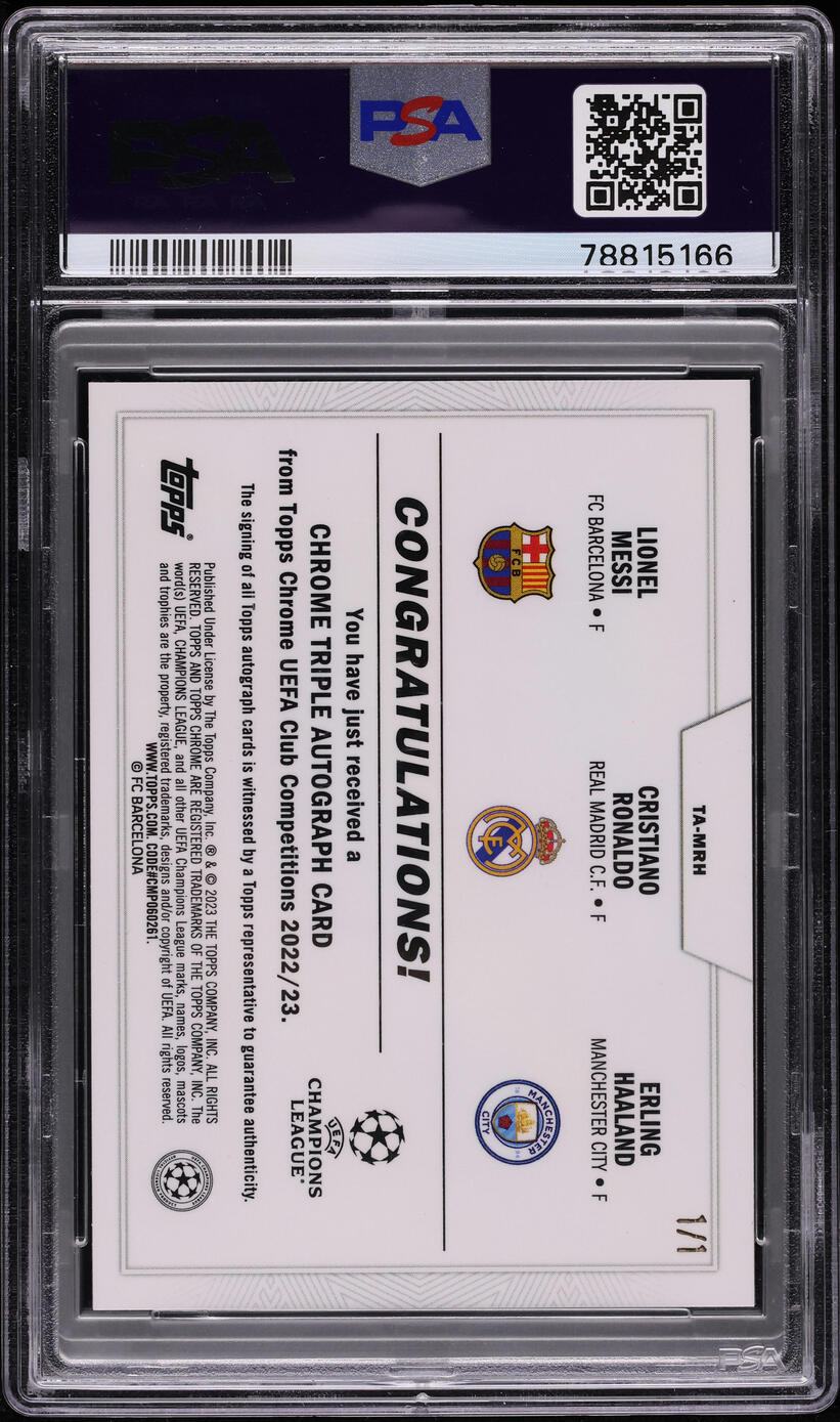2022 Topps Chrome UCC Superfractor Lionel Messi Ronaldo Haaland AUTO 1/1 PSA 9