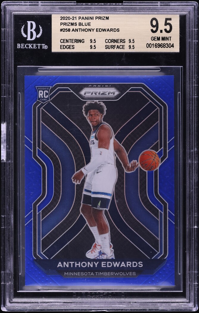 2020 Panini Prizm Blue Anthony Edwards ROOKIE /199 #258 BGS 9.5 GEM MINT