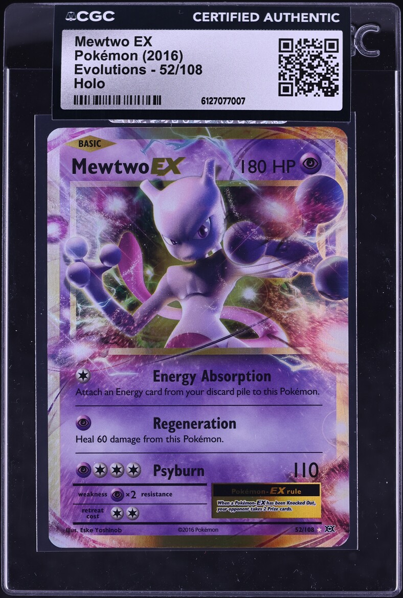 2016 Pokemon XY Evolutions Holo Mewtwo EX #52 CGC AUTH