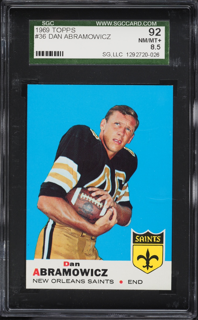 1969 Topps Football Dan Abramowicz #36 SGC 8.5 NM-MT+