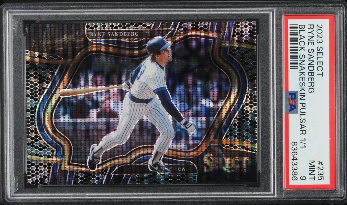 2023 Select Diamond Level Black Snakeskin Pulsar Prizm Ryne Sandberg 1/1 PSA 9