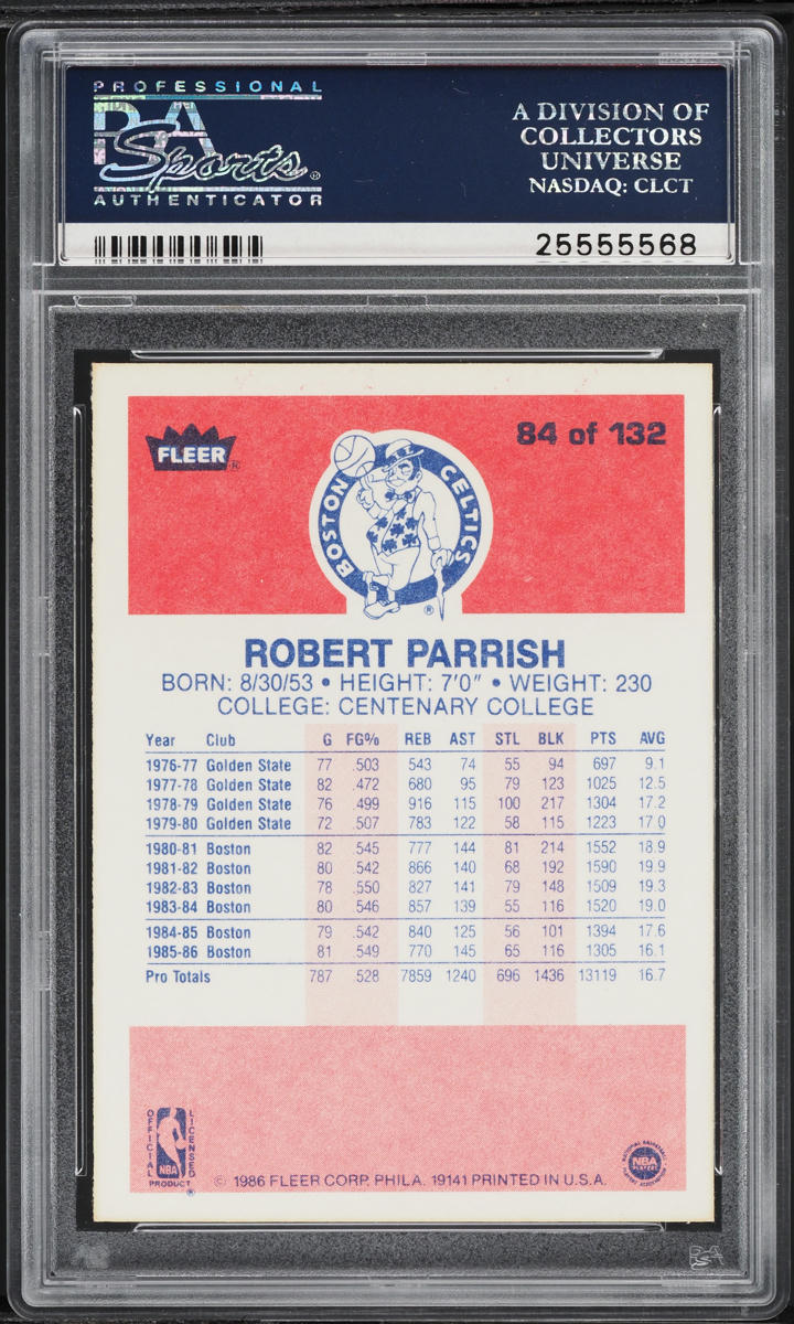 1986 Fleer Basketball Robert Parrish #84 PSA 10 GEM MINT