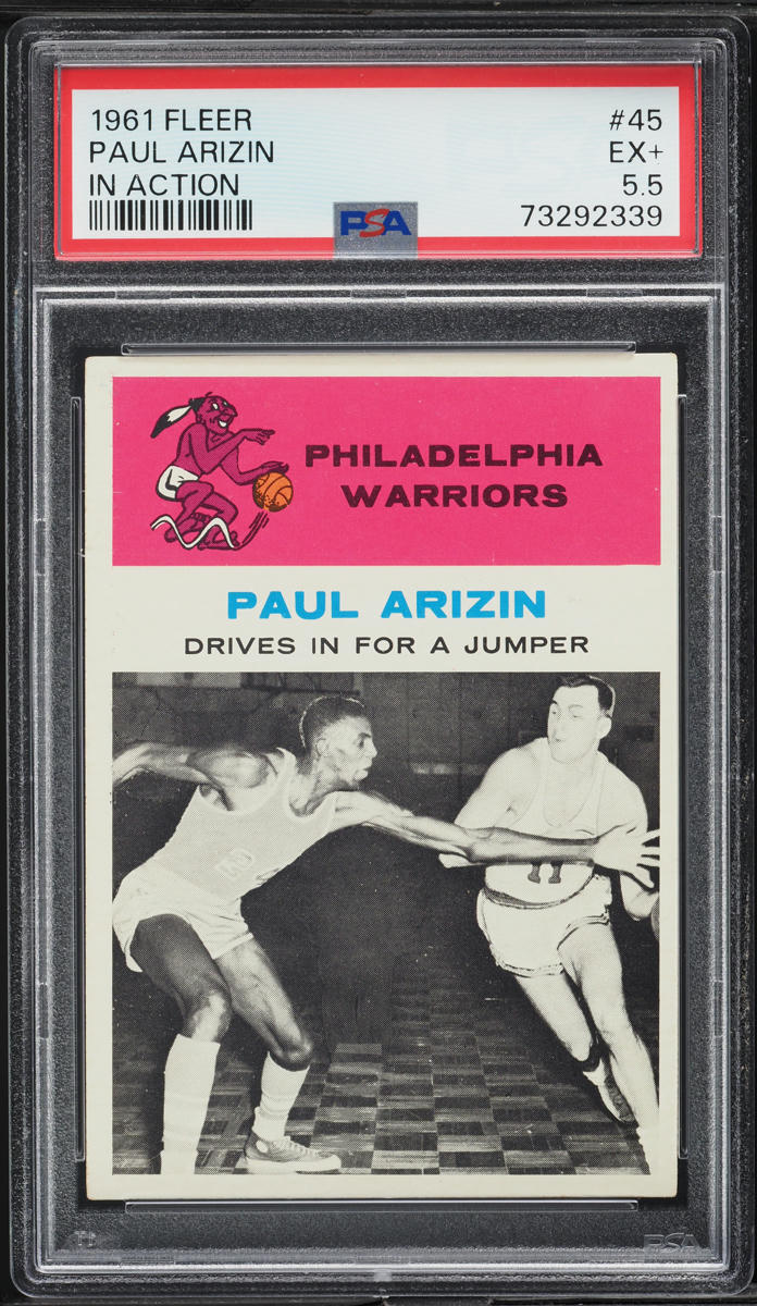 1961 Fleer Basketball Paul Arizin IN ACTION #45 PSA 5.5 EX+