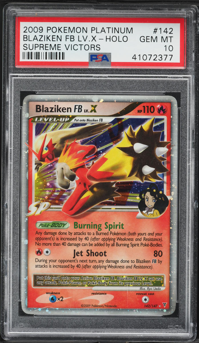 2009 Pokemon Platinum Supreme Victors Holo Blaziken FB Lv.X #142 PSA 10 GEM MINT