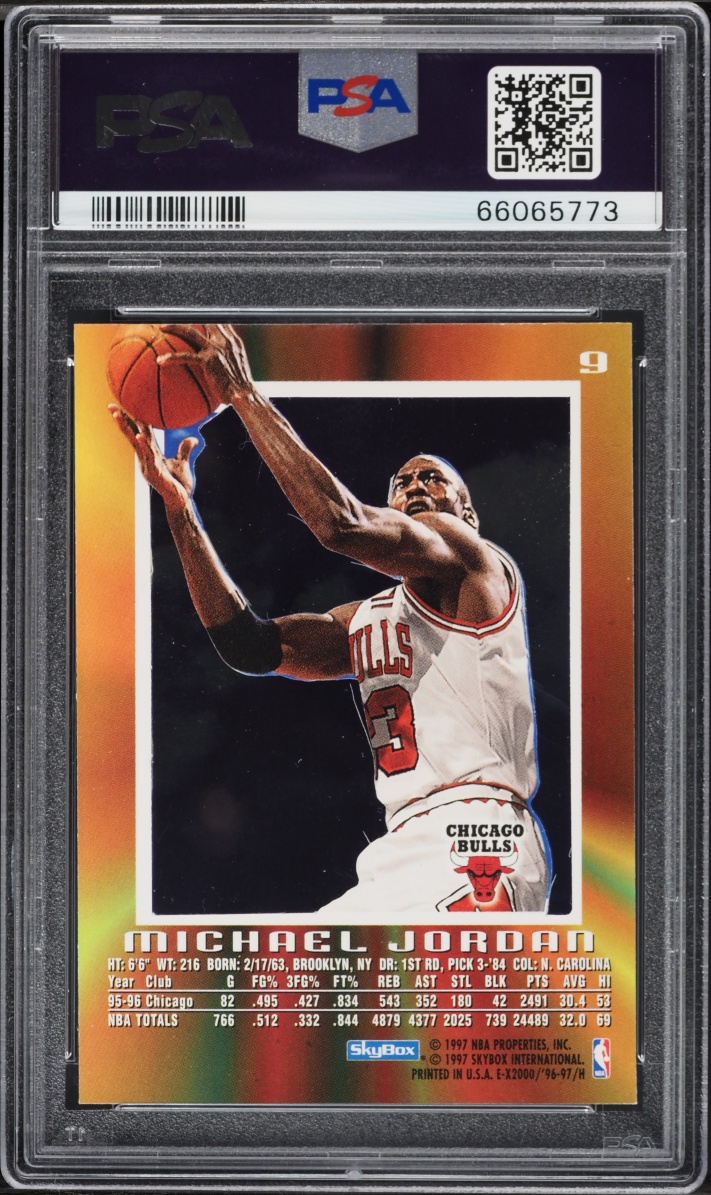 1996 Skybox E-X2000 Michael Jordan #9 PSA 8 NM-MT