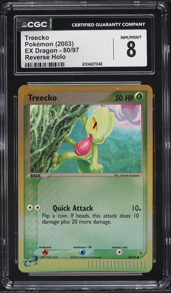 2003 Pokemon EX Dragon Reverse Holo Treecko #80 CGC 8 NM-MT
