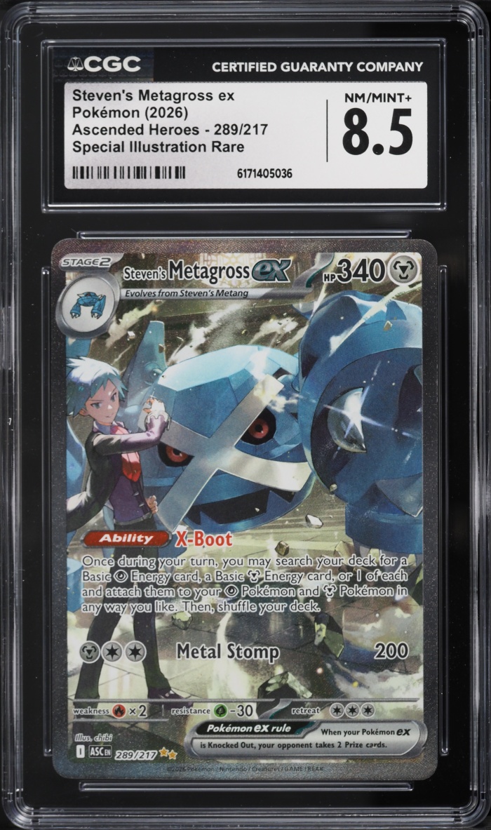 2026 Pokemon Mega Evolution Ascended Heroes SIR Steven's Metagross EX #289 CGC 8.5 NM-MT+