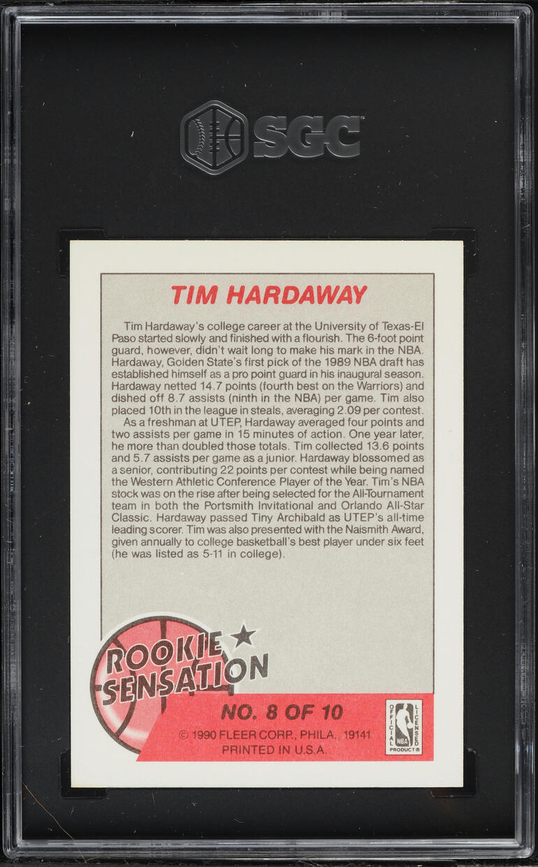 1990 Fleer Sensations Tim Hardaway ROOKIE #8 SGC 10 GEM MINT