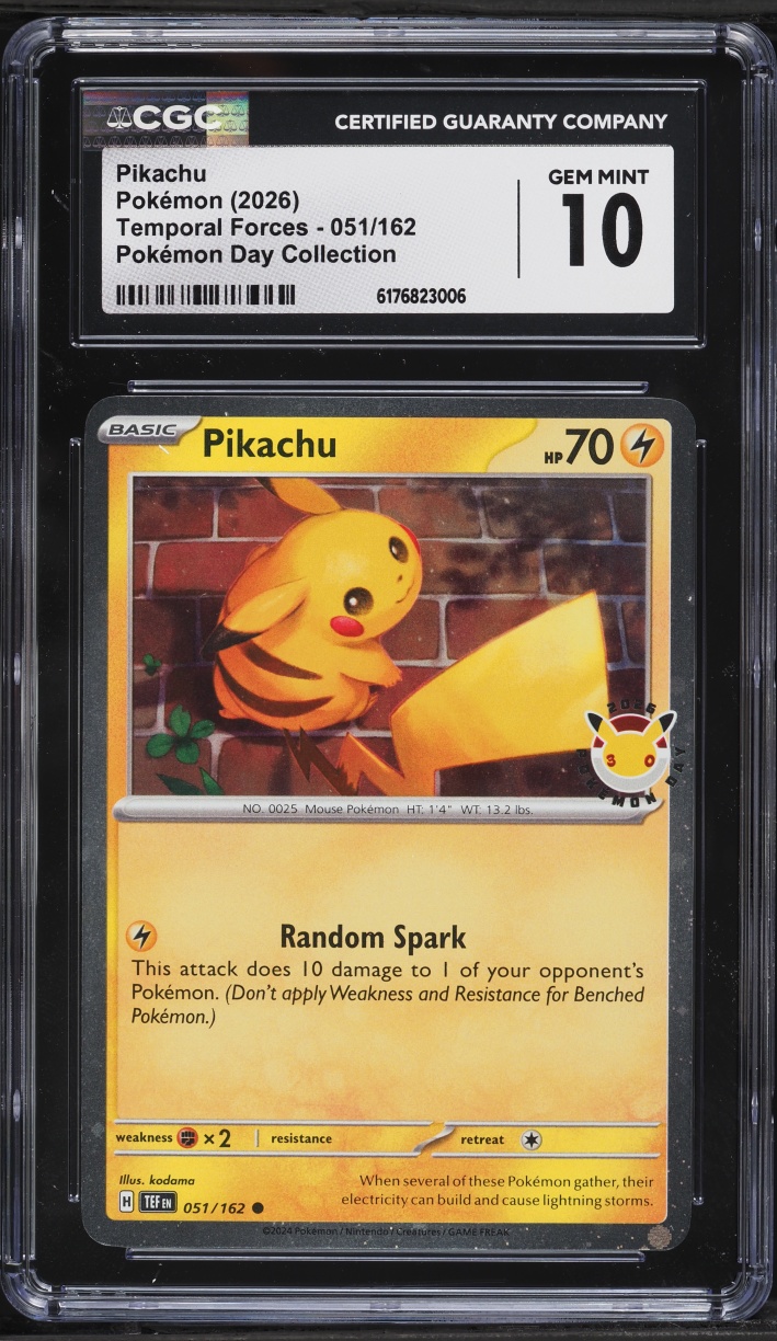 2026 Pokemon Scarlet & Violet Temporal Forces Day Collection Pikachu #51 CGC 10 Gem Mint