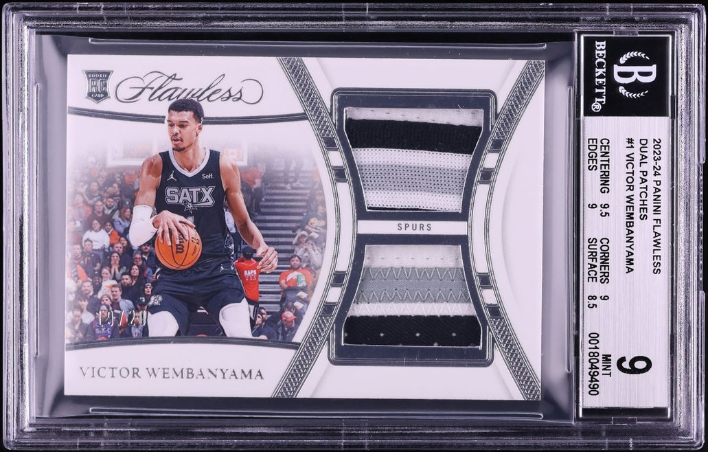 2023 Panini Flawless Dual Victor Wembanyama ROOKIE PATCH /20 #FDP-WEM BGS 9 MINT