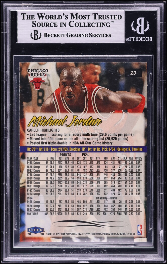 1997 Ultra Basketball Michael Jordan #23 BGS 9 MINT