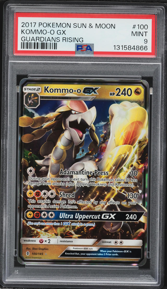 2017 Pokemon Sun & Moon Guardians Rising Full Art Kommo-O GX #100 PSA 9 MINT
