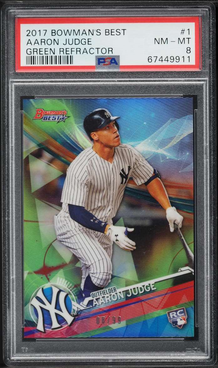 2017 Bowman's Best Green Refractor Aaron Judge ROOKIE /99 #1 PSA 8 NM-MT