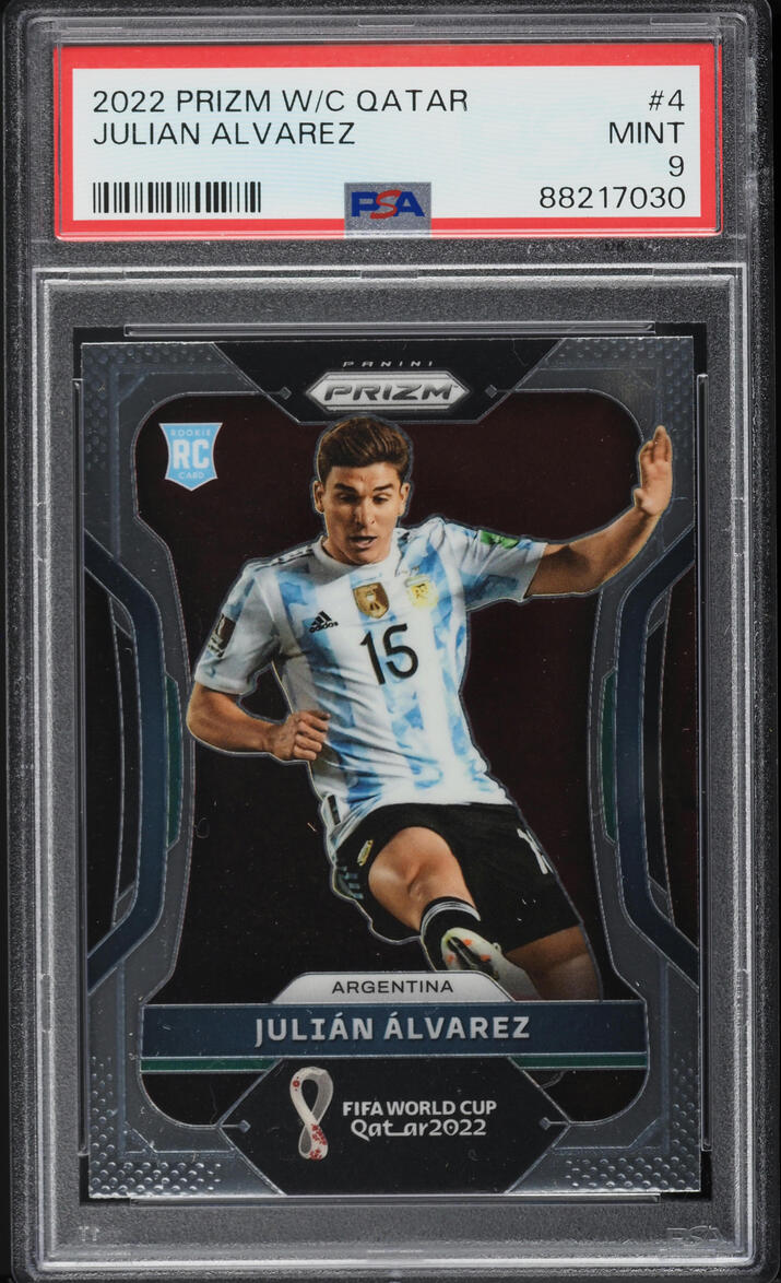 2022 Panini Prizm World Cup Qatar Julian Alvarez ROOKIE #4 PSA 9 MINT